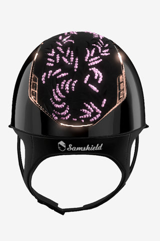 2.0 Glossy Miss Shield Flower Swarovski Vint.Rose + Trim PinkGold + 5st Swarovski + Crystal Blazon Schwarz