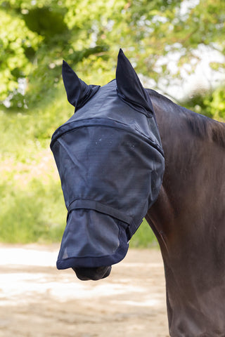 Space PREMIUM Fliegenmaske mit Ohren/Nase Schwarz