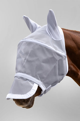 Space PREMIUM Fliegenhaube mit Ohren/Nase Silber