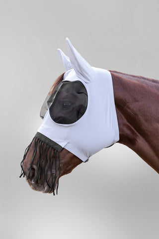 Puck Fliegenmaske mit Nasenfransen Silber