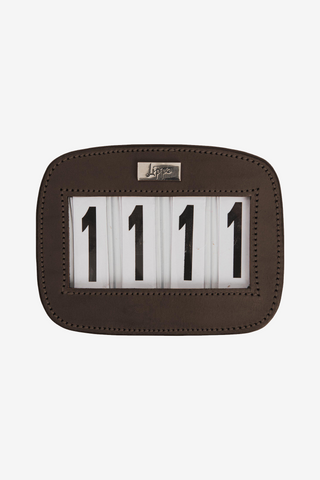 Plaque de numéro 4 Cuir Rectangulaire Marron/Argent