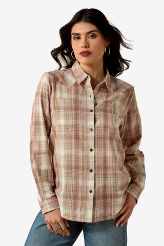 Chemise REAL Billie Jean Blanc/Corail à Carreaux