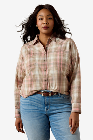 Chemise REAL Billie Jean Blanc/Corail à Carreaux