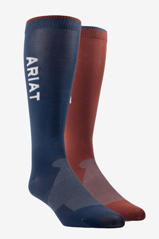 Essential Ridstrømper 2-pak Navy/Brun