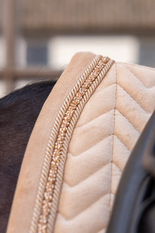 Dressage Saddle Pad Velvet Mini Pearls Beige