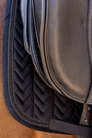 Dressurschabracke Samt Mini-Perlen Schwarz