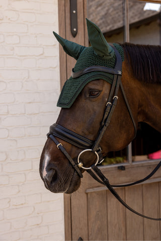 Fliegenhaube Samt Mini Perlen Pine Green