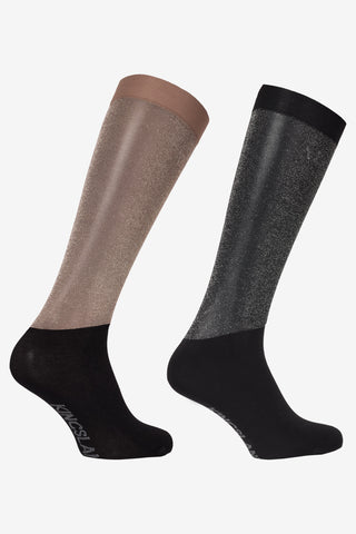 Rijsokken KLLea Glitter 2-pack Zwart/Beige