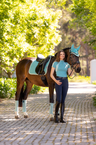 Suede Dressage Saddle Pad Square Lagoon
