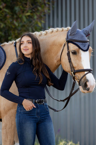 Mia Mesh Haut Manches Longues Marine