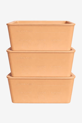 Stable Set Feed Boxes With Lid M 3-pack Beige 3.5L