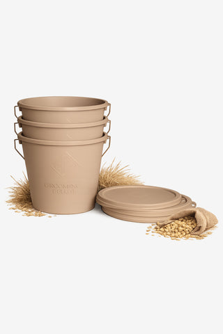 Stalset Emmer Met Deksel 3-Pack Beige 5L