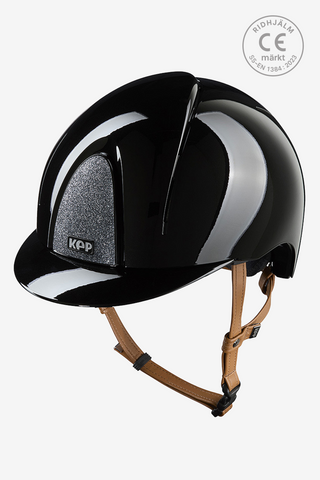 Casque d'équitation Smart NOVA Métal Polish Star Sangle beige Noir/Argent