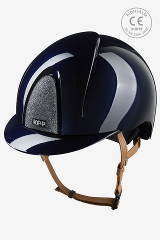 Riding Helmet Smart NOVA Metal Polished Star Beige strap Blue/Silver