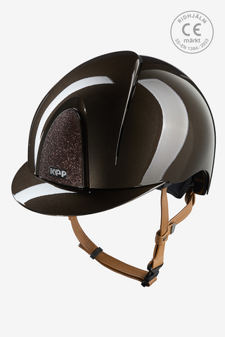 Riding Helmet Smart NOVA Metal Polish Star Beige strap Brown/Brown