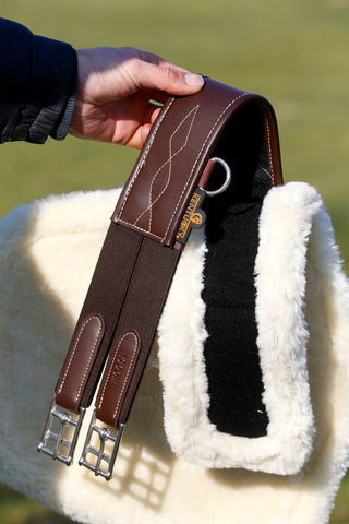 Sheepskin Stud Girth Brown