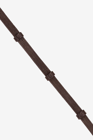 Leather Rein Rubber Inside With Stoppers Dark Brown